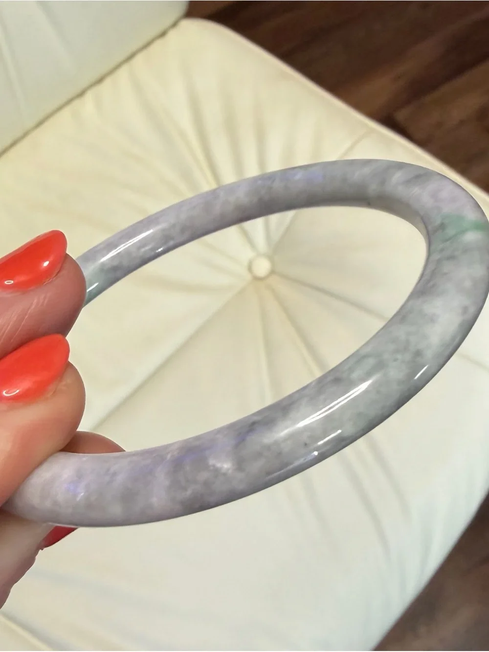 Stunning Natural Green Jade 159.19CT Bangle Bracelet 7mm thick Myanmar 6.9”